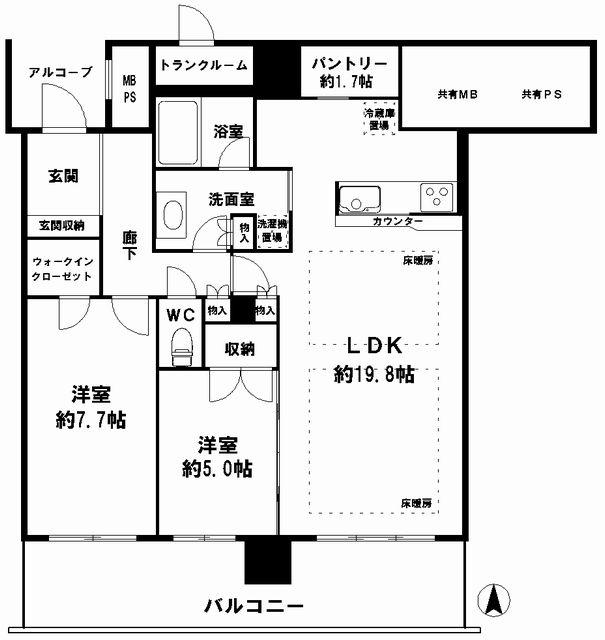 桜川駅 徒歩3分 構造:鉄筋コンクリート造専有面積:77.94平米 ( 23.57坪 )