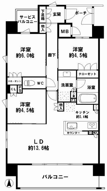西長堀駅 徒歩2分 構造:鉄筋コンクリート造専有面積:71.37平米 ( 21.58坪 )