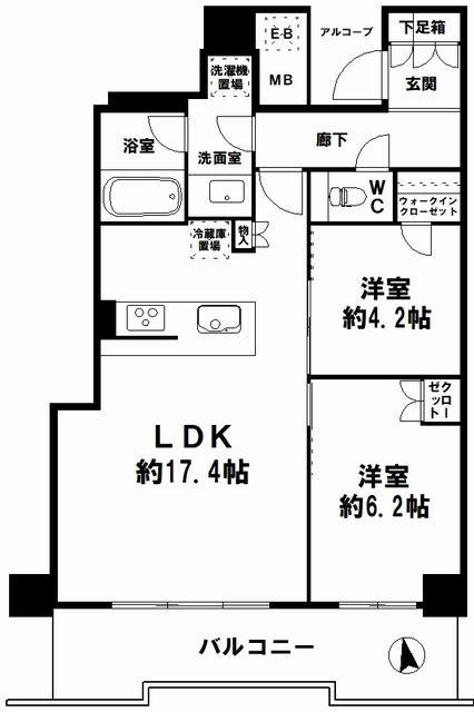 桜川駅 徒歩3分 構造:鉄筋コンクリート造専有面積:62.14平米 ( 18.79坪 )