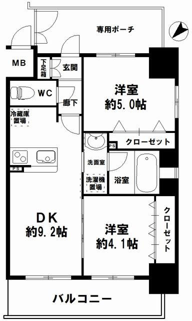 九条駅 徒歩9分 構造:鉄筋コンクリート造専有面積:43.59平米 ( 13.18坪 )