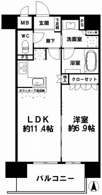 阿波座駅 徒歩2分 構造:鉄筋コンクリート造専有面積:45.9平米 ( 13.88坪 )