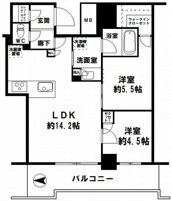 桜川駅 徒歩3分 構造:鉄筋コンクリート造専有面積:56.73平米 ( 17.16坪 )