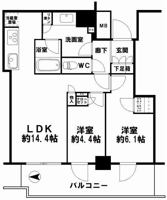 桜川駅 徒歩3分 構造:鉄筋コンクリート造専有面積:57.01平米 ( 17.24坪 )